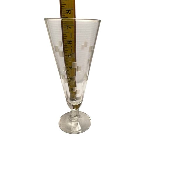 Set of Four Vintage Anchor Hocking Grey Etched CUBIST Pilsner Glasses 7 1/2” MCM - Picture 12 of 12